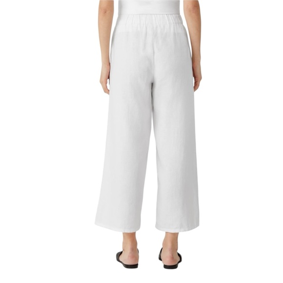 Eileen Fisher Pants - Eileen Fisher Wide Leg 💯 Irish Linen Cropped White Pants Large